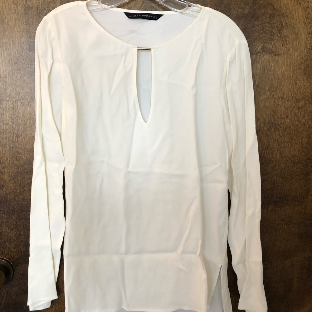 Zara Woman White Silk Top